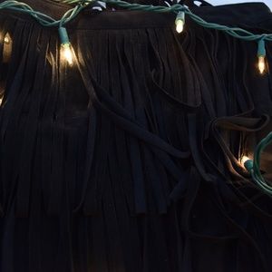 H&M Black Fringe Mini Skirt